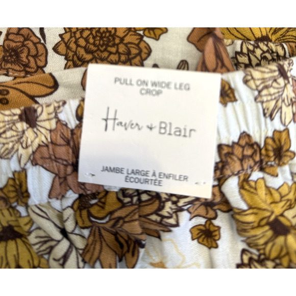 Haver & Blair London Womens Wide Leg Crop Pants Size M Linen Blend Floral NWT - Picture 8 of 12